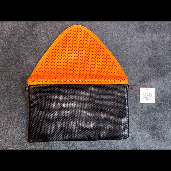 Mad About Style Orange Laser Flap Clutch VINTAGE - Picture 3 of 6